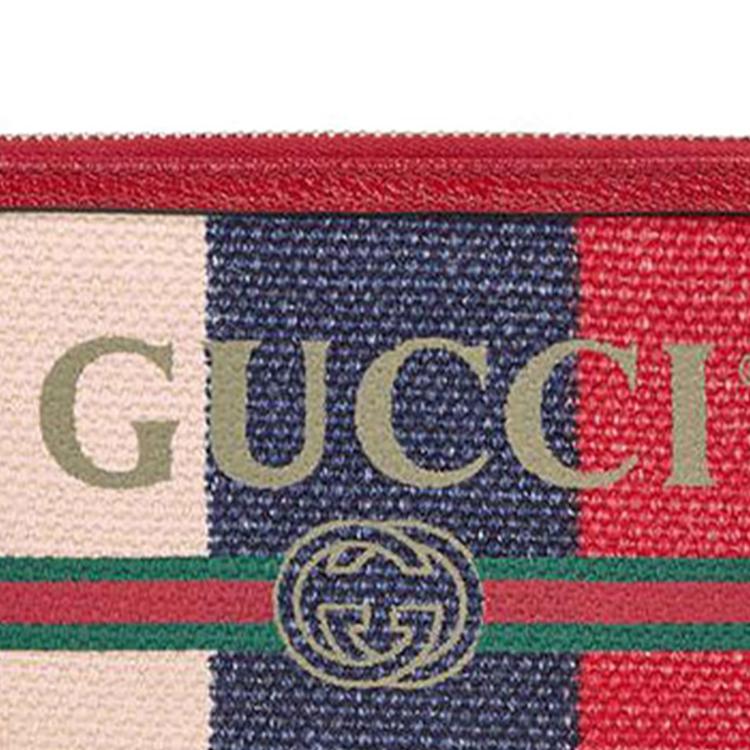 Gucci Logo Print Color Block Long Zipper Canvas And Leather Wallet Women Wallet Red Blue Beige 524790-9SBCG-9093