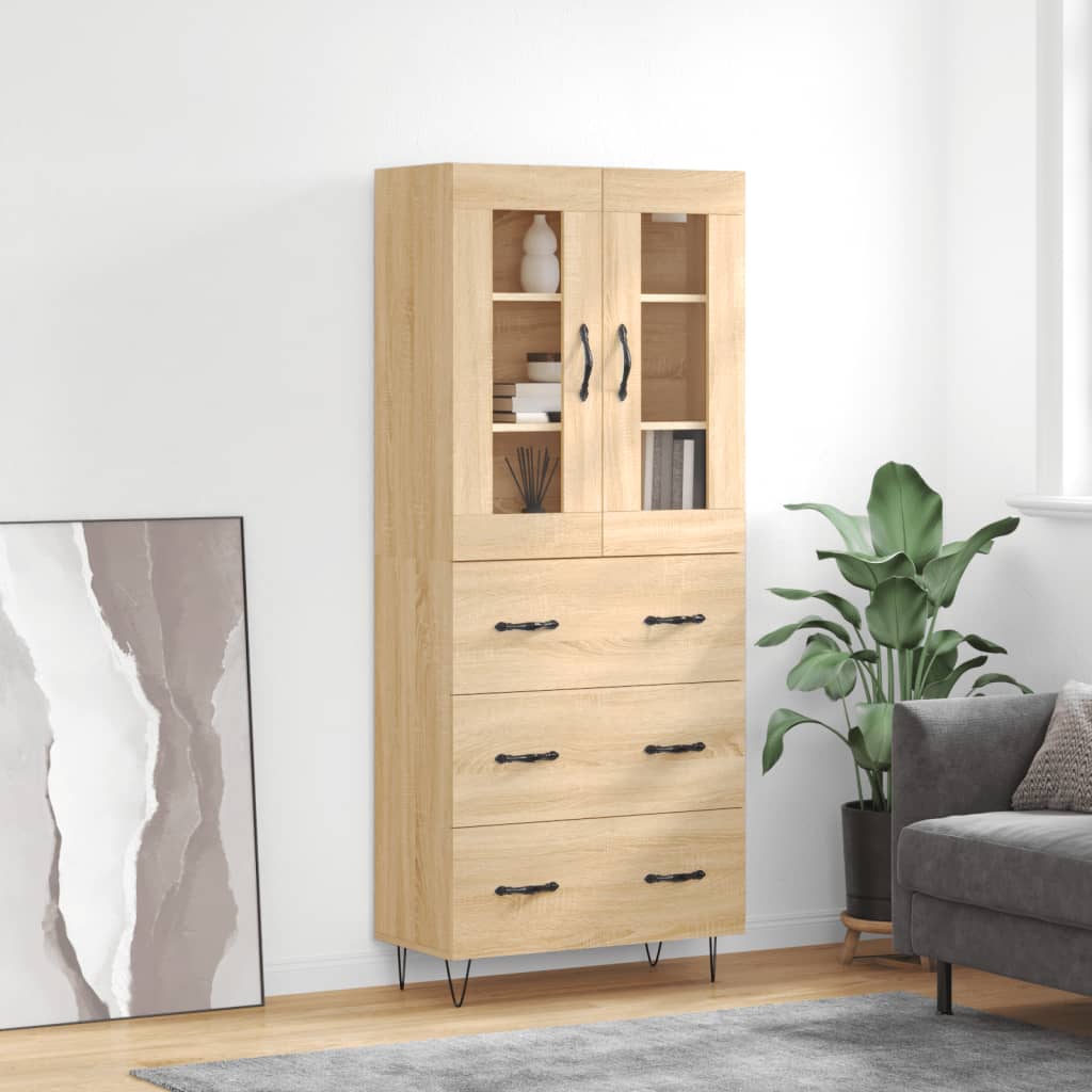 Высокий комод Sonoma Oak 69,5 x 34 x 180 см ДСП