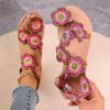 2024 Красочные вышитые искусственные цветы модные сандалии на плоской подошве летняя уличная пляжная обувь дорожная обувь для мам размер 42