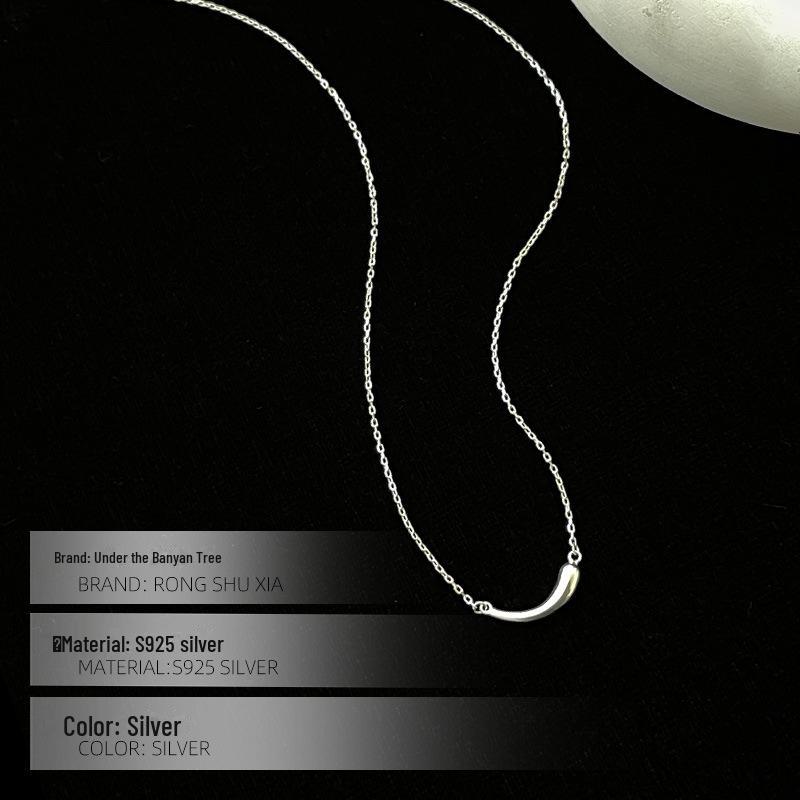 Ожерелье Banyan Tree S925 Silver Smile: Простая изогнутая цепочка на ключицу в корейском стиле, новая мода