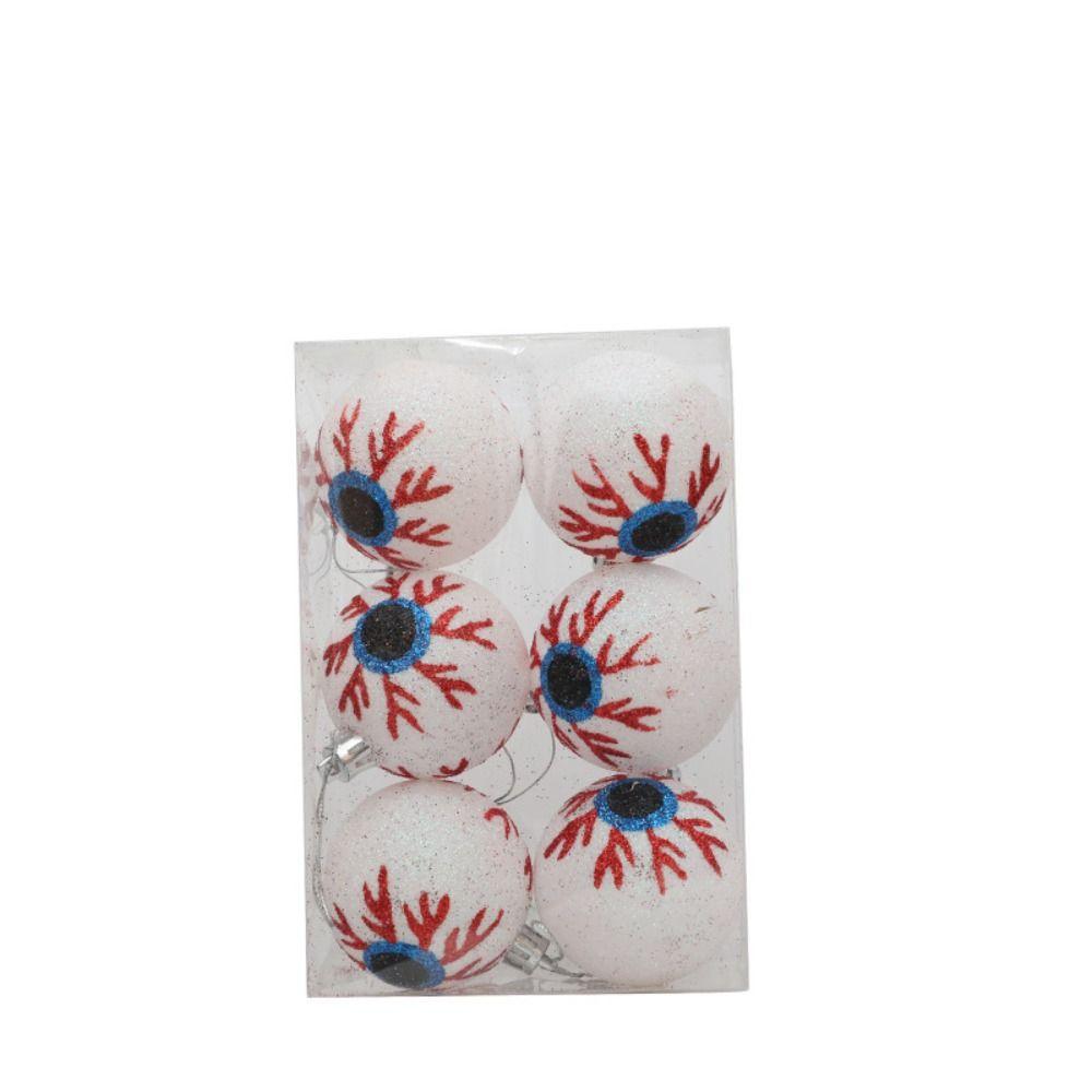 6 шт. 6 см Хэллоуинские елочные шары Пластиковое елочное украшение Новый Хэллоуин Подвесной шар для домашней вечеринки