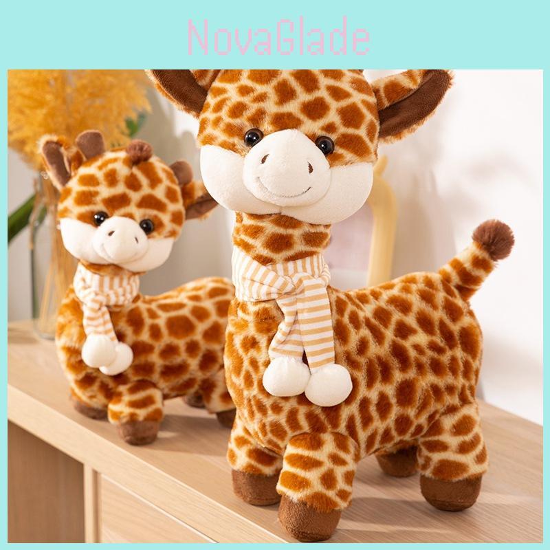 Cute Giraffe Plush Doll High Quality Short Plush Stuffed Animal Scarf Toy For Children