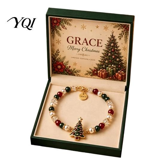 Casual Bracelet Christmas Bracelets for Women, Santa Claus Elk Snowman Tree Beaded Bracelet, Holiday Jewelry Gifts Stocking Stuffers, Party