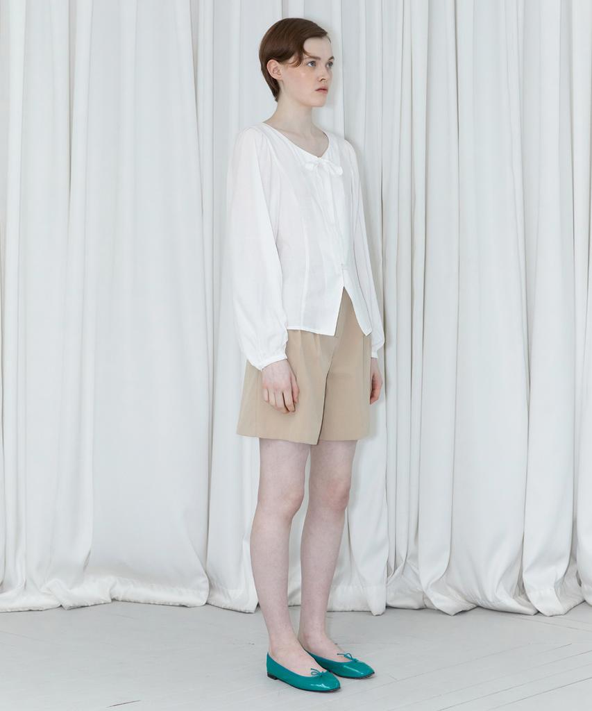 SINOON Ribbon Tie Blouse (White)