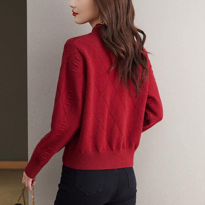 Женский короткий свитер осень и зима толстый внутренний полувысокий воротник свитер модный топ