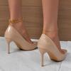 Lucyever Patent Leather Nude Pumps Women Plus Size Pointed Toe Office High Heel Shoes Woman 2024 Classic Shallow Mouth Pumps 42