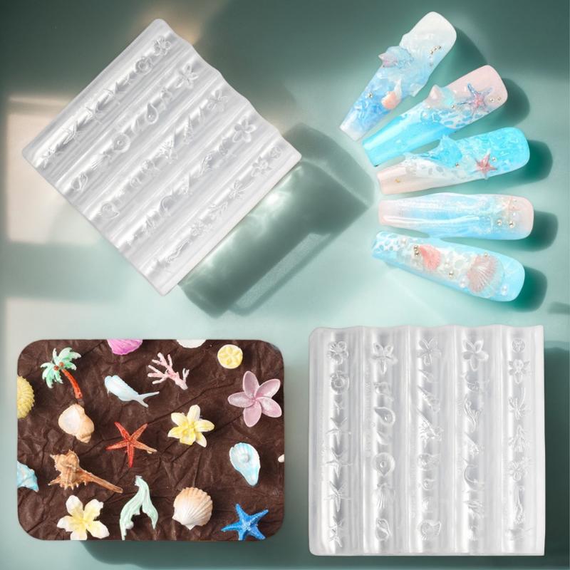 1pcs Sea Shell Starfish Goldfish Koi Fish 3d Acrylic Nail Mold Summer Sea Coral Flower Butterfly Diy Silicone Mold Nail Art Mold