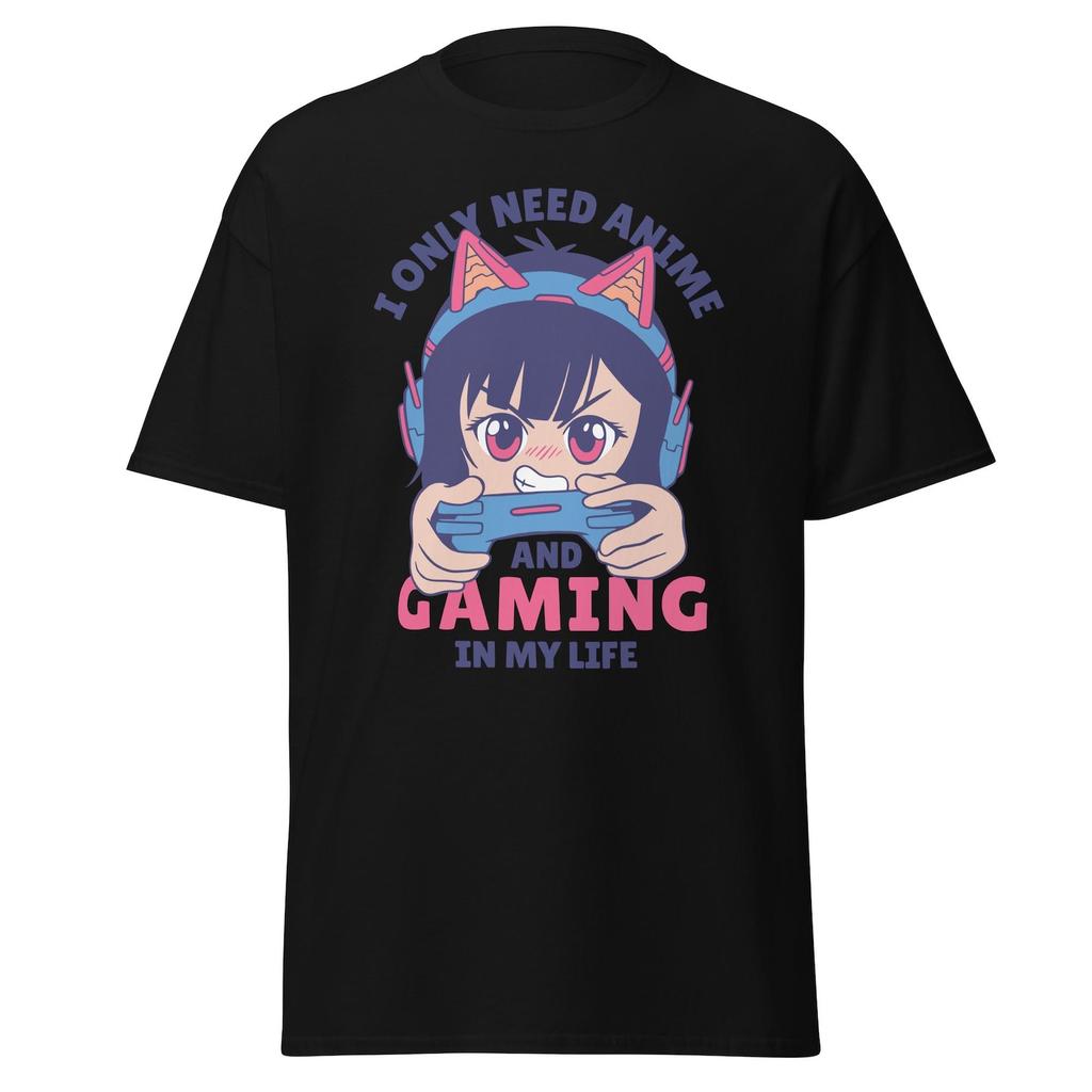 Anime Gamer Girl T-Shirt, Cute Gaming Otaku Tee, Kawaii Gamer Gift, Anime and Gaming Life Shirt, Unisex T-Shirt