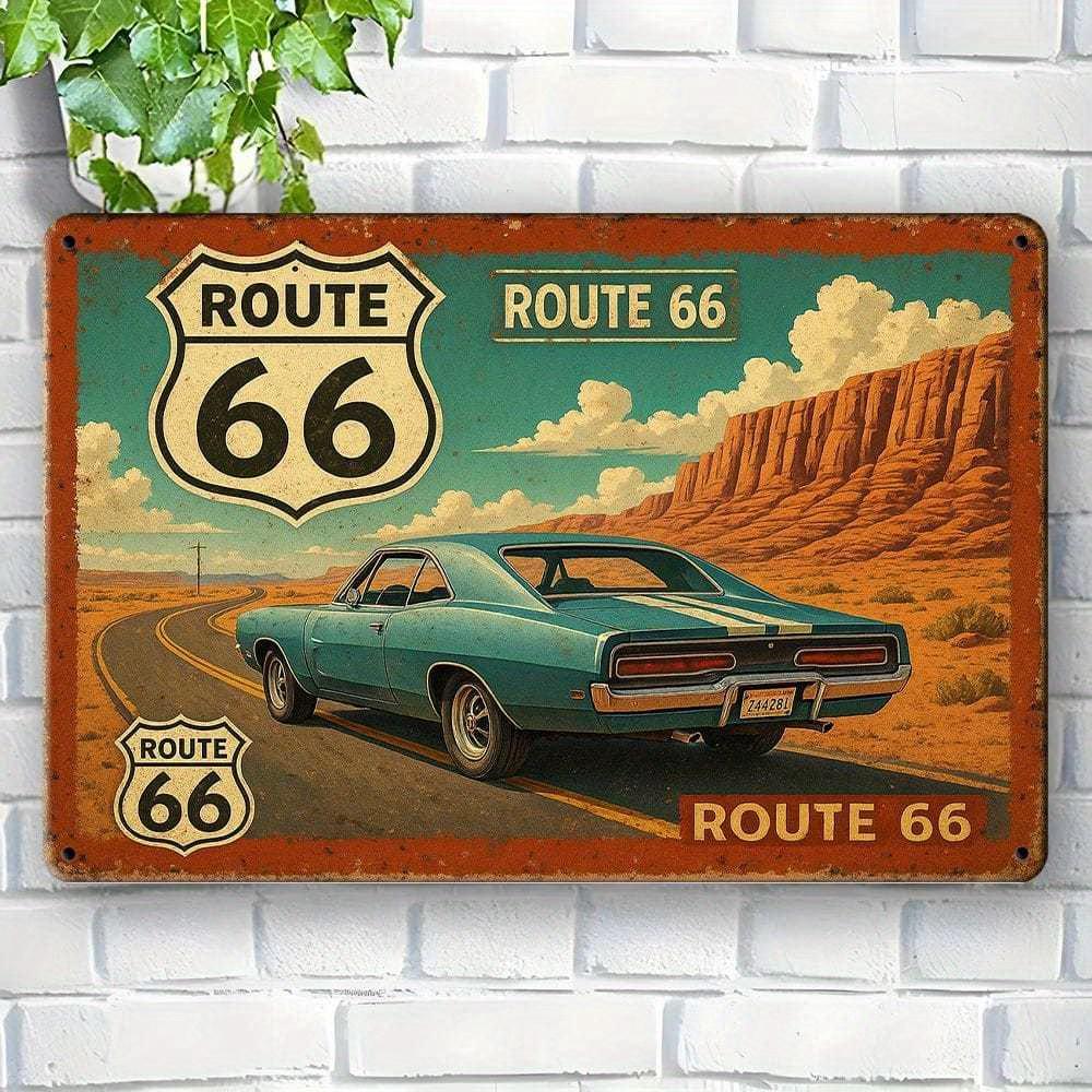Винтажная металлическая табличка Route 66.