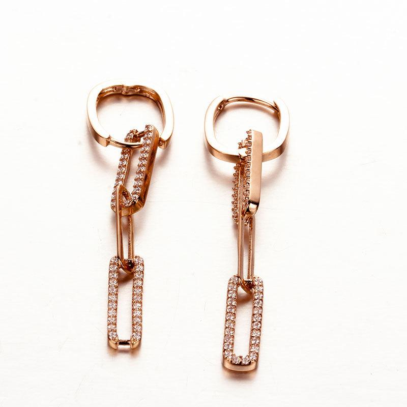 Color Gold Purple Gold Zircon Earrings Luxury Fashion Trend Rose Gold Plated Ear Buckles