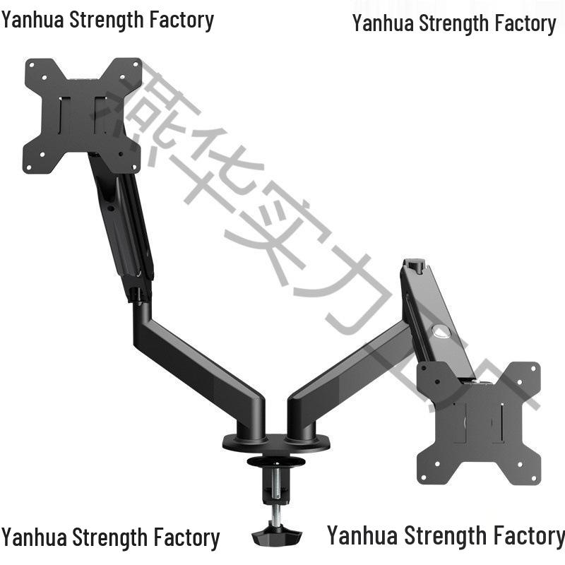No-Drill Dual Screen Desktop Monitor Stand with Pneumatic Retractable Arm