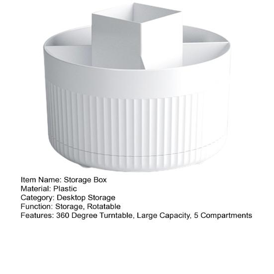 Ящик для хранения косметики на столешнице, поворотный стол на 360 градусов, большая вместимость, 5 отделений, многофункциональная кисточка для макияжа, органайзер для губной помады, держатель-контейнер