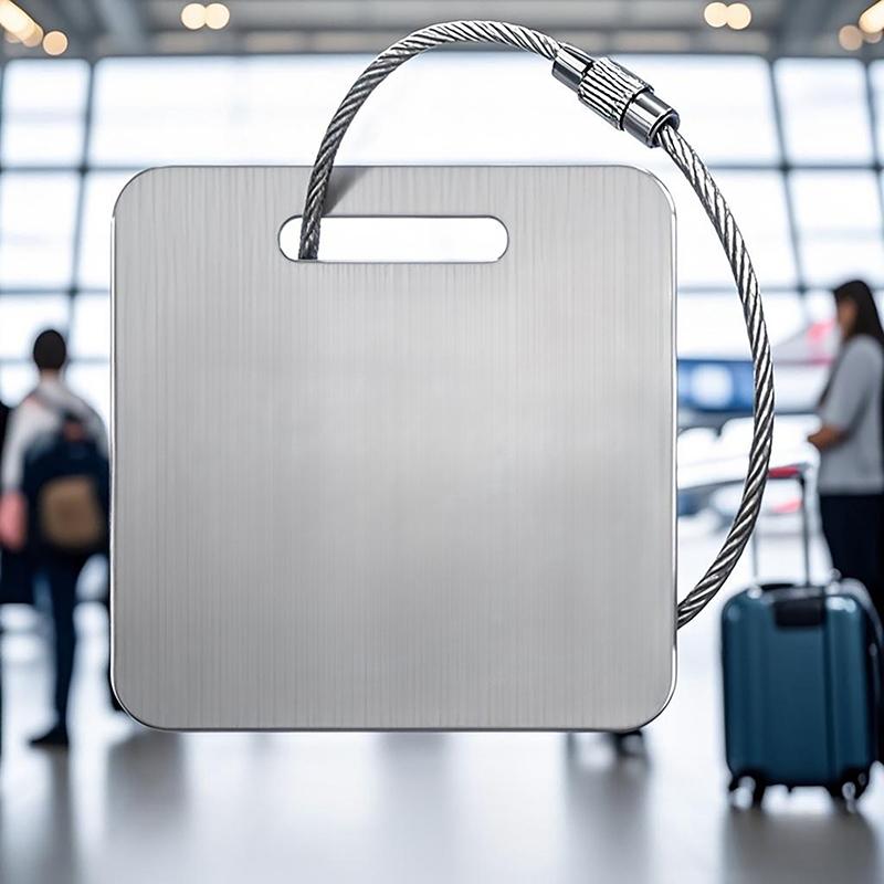 Stainless Steel Tag Keychain Lightweight Durable 1Pcs with Steel Wire Loops Luggage Keyring for Hiking Business Trip Use