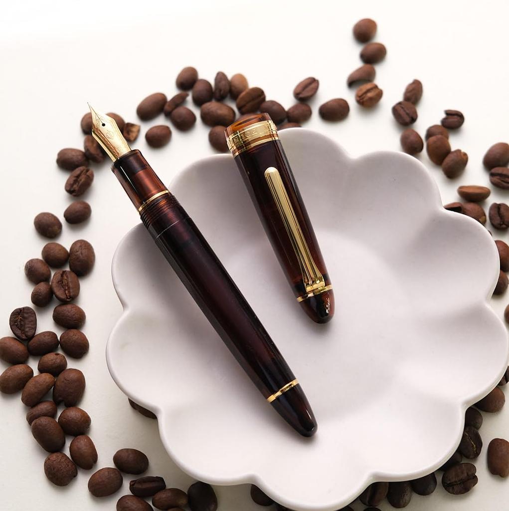 WANCHER Limited Edition SAILOR Original Profit 21 Mocha Brown 21K Gold Fountain Pen Special [WANCHER Edition] (F (Fine Nib))