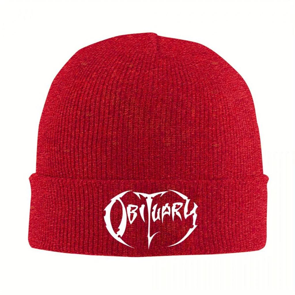 New White Obituary Logo Death Metal Knitted Hat for Women Unisex Beanie Autumn Winter Hats s Music Band Warm Melon Cap