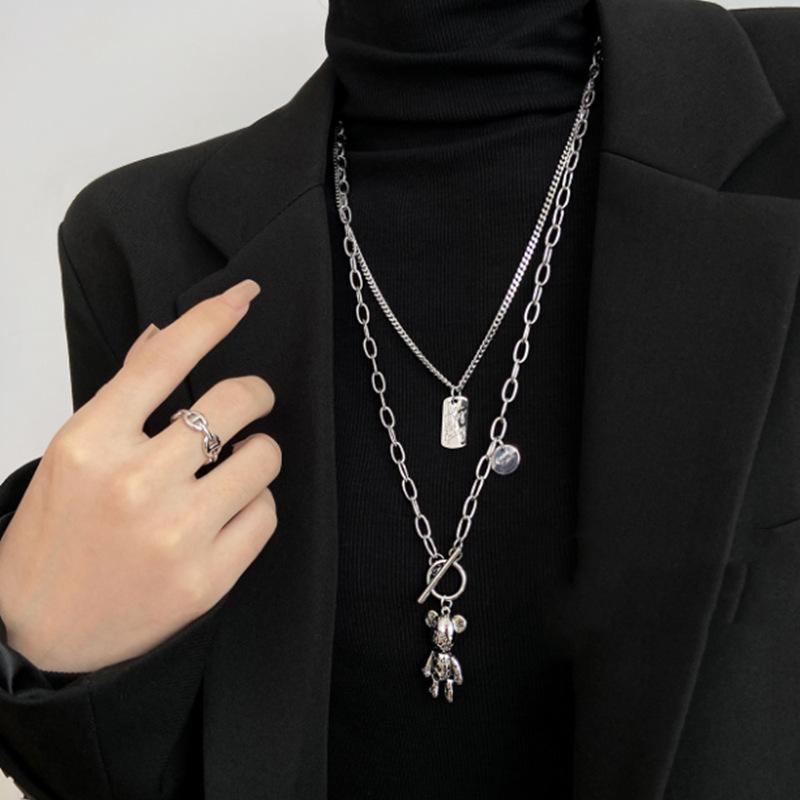 Шикарное длинное цепочное ожерелье-свитер с подвеской в виде медведя для женщин — идеально для осени/зимы 2021 г.