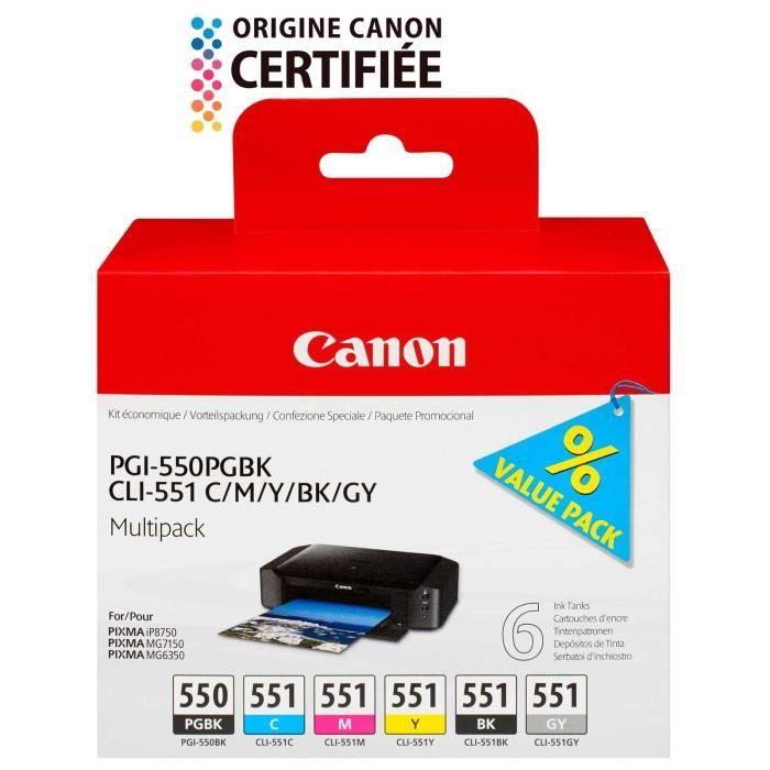 Canon Pack of 5 PGI-550 / CLI-551 Black/Cyan/Magenta/Yellow/Grey Ink Cartridges