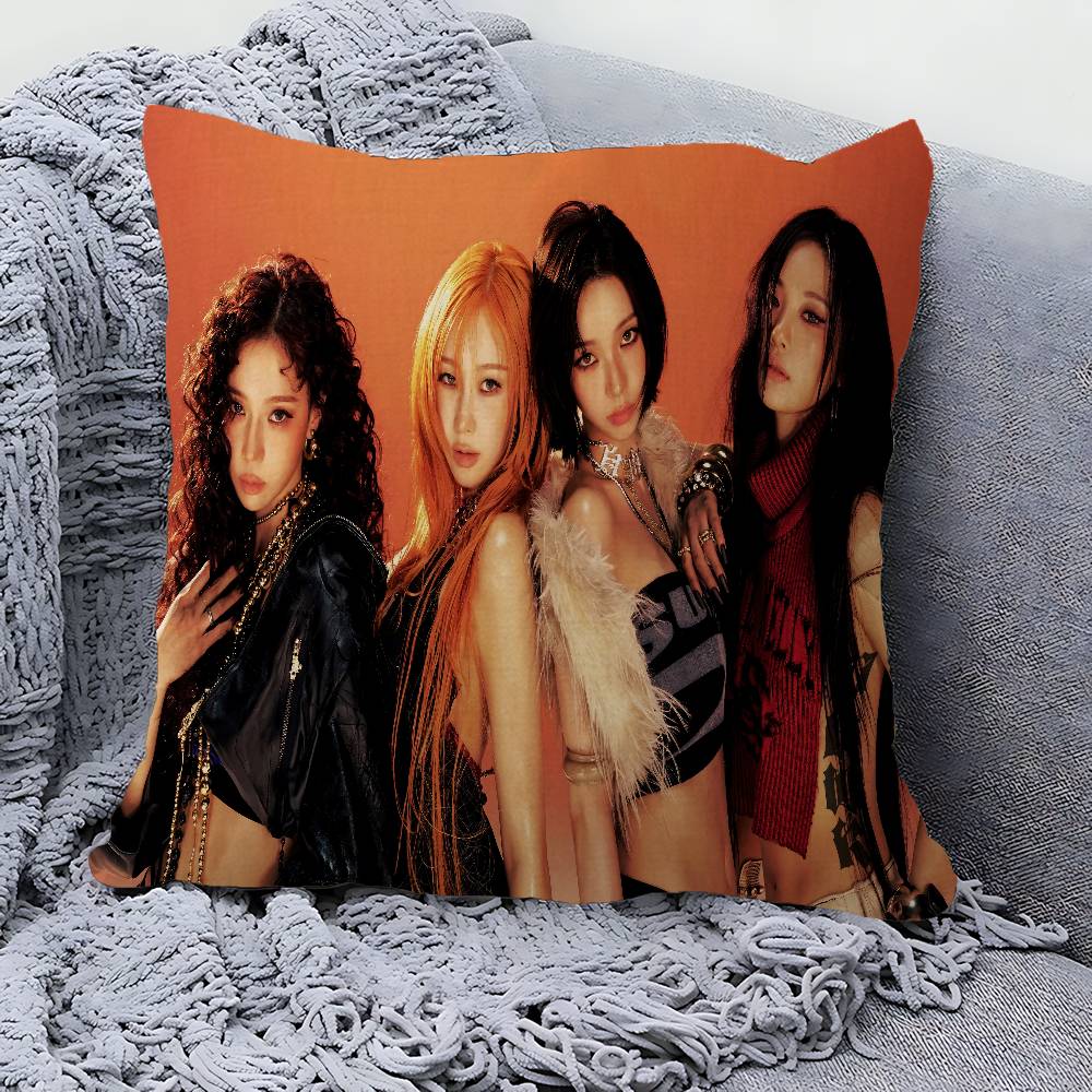 Band Singer A-Aespa Kpop Style Pillow Cushion Cover Pillowcase Living Room Sofa Home Decor