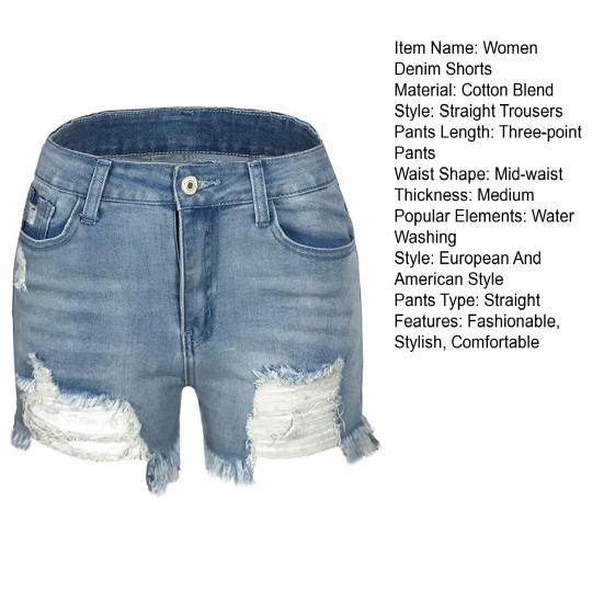 Yousheng Women's High Waisted Jean Shorts Casual Ripped Distressed Denim Shorts with Pockets Summer Hot Short Jeans for Daily Beach Club