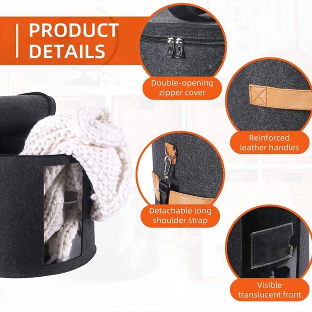 Window Hat Storage Box Zippered Lid Cowboy Hat Container Stackable Cap Organizer Bag Travel