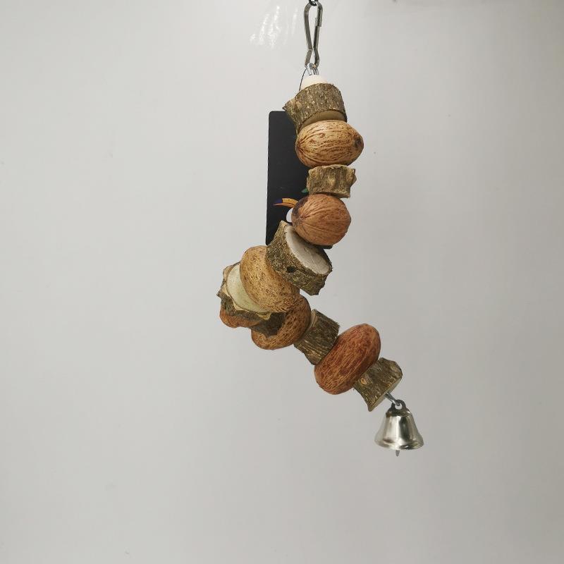 Natural Pepper Wood Parrot Gnawing Toy Nut Molar String with Upgraded Design for Bird Cage Hanging & Chewing Relief