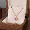 Ocean Heart S999 Pure Silver Necklace Women's Pink Diamond Light Luxury