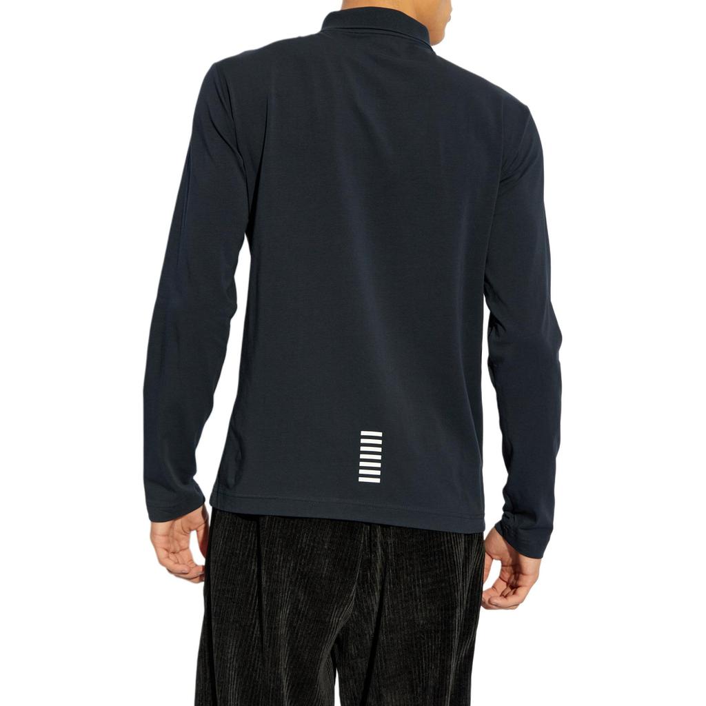 Emporio Armani Ea7 Однотонная футболка-поло с логотипом и длинным рукавом Мужские топы Синий 8NPF15-PJVQZ-1562