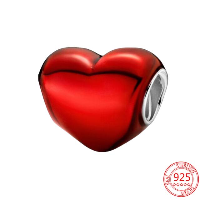 Подвеска из стерлингового серебра 925 пробы, романтическая розовая любовь, фиолетовый камень, подходящий для модного браслета для женщин, изготовление ювелирных изделий своими руками