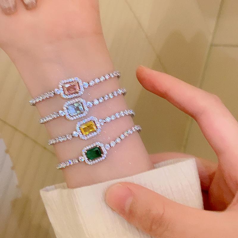 Роскошный браслет из циркона, модное женское квадратное ожерелье из циркона, регулируемый браслет, вечерние ювелирные изделия, подарки