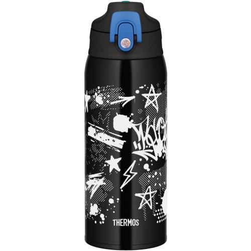 Thermos Бутылка для воды, Термос-бутылка с 2 способами питья, 0,8 л/0,83 л, Черно-синяя, Для питья напрямую, Включает чашку, Для детей, Идущих в детский сад или школу