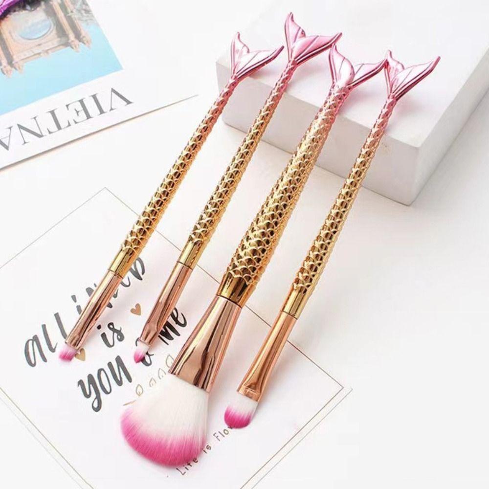 4pcs/set Soft Fiber Mermaid makeup brush Eye Shadow Brush Cosmetic Brush Kit Women