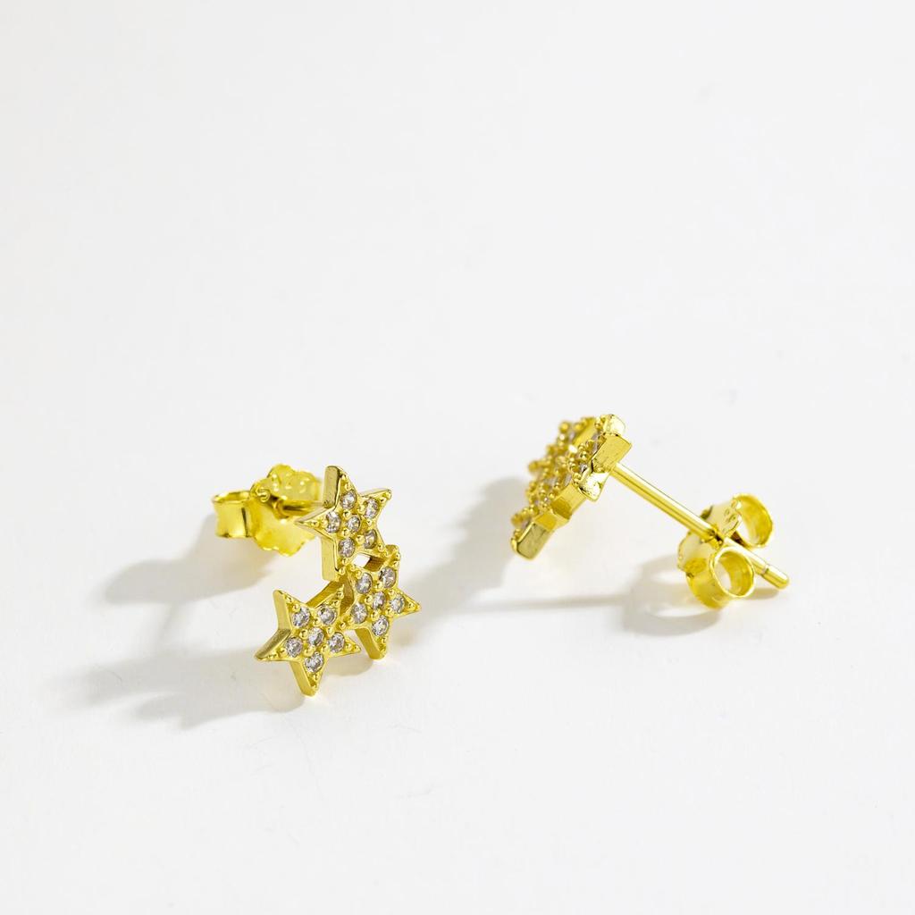 ANDYWEN 925 пробы стерлингового серебра золота звездное небо блестящие звезды серьги гвоздики пирсинг женский пирсинг роскошные ювелирные изделия женщины кристалл CZ