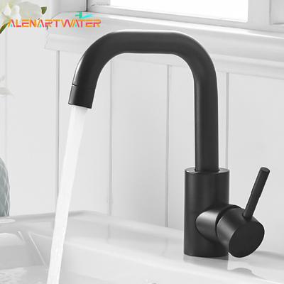 ALENARTWATER Раковина для ванной комнаты Смеситель для раковины Матовый черный Настольный кран для раковины Смеситель для холодной и горячей воды Вращение на 360 градусов