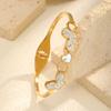 Luxurious Butterfly Bracelet Stainless Steel Jewelry Sparkling Rhinestones Bangles Trendy Gold Color Bracelet For Women Mom Gift