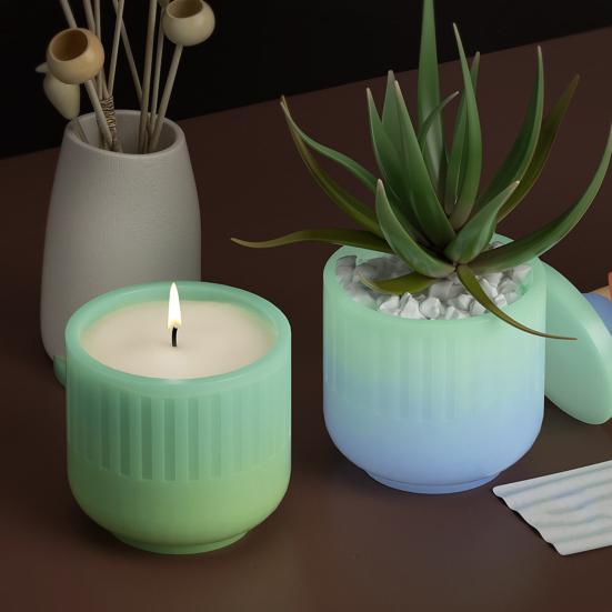 Форма для чашки для свечи с крышкой, круглая, нелипкая, многоразовая, силиконовая, легкая форма для подсвечника