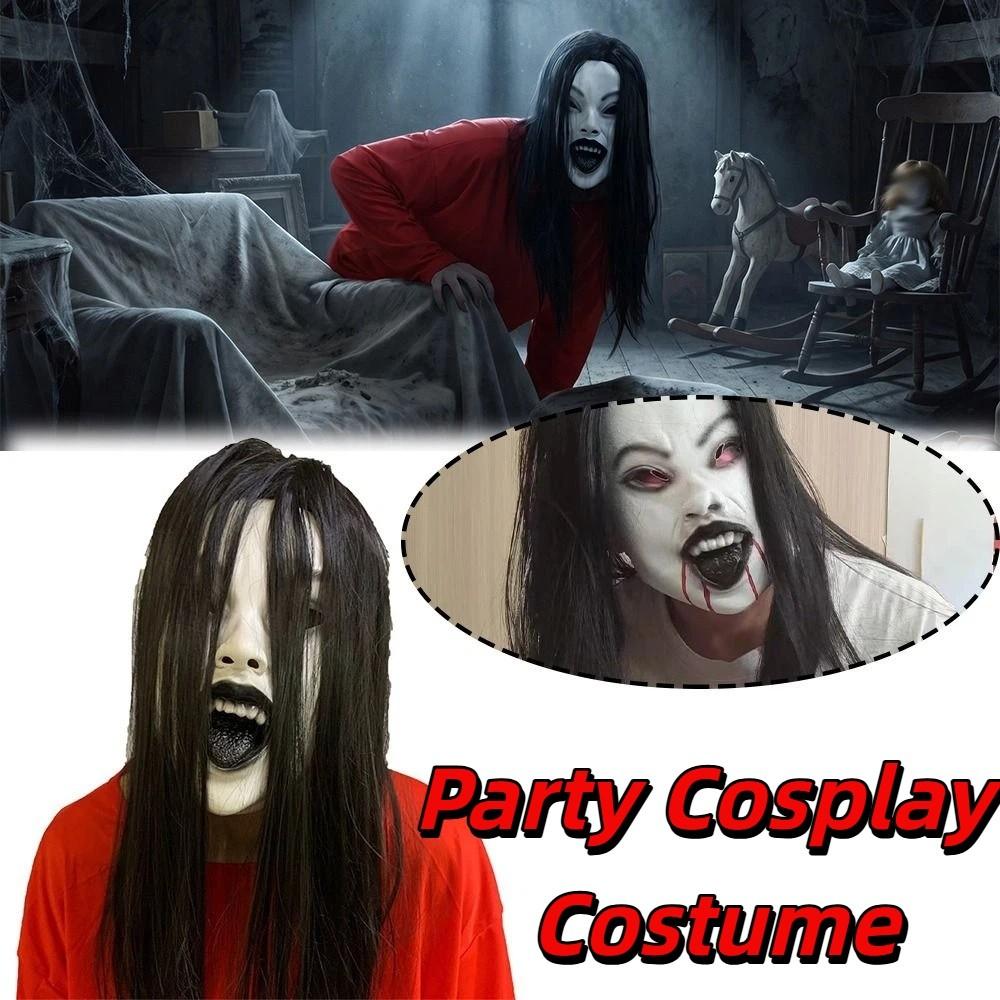 Realistic Halloween Decoration Long Hair Party Cosplay Costume Scary Woman Masks Cosplay Event