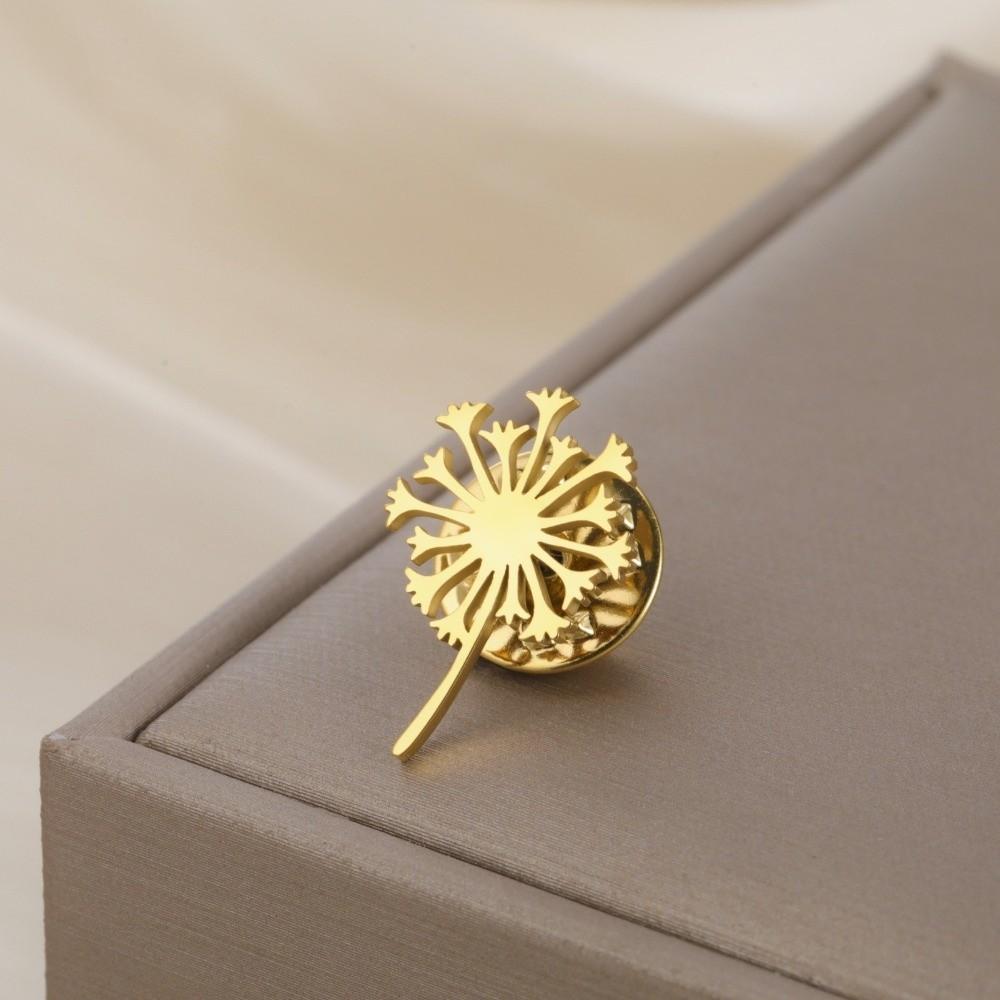 Stainless Steel Blowball Brooch Luxury Suit Badge Pin Trendy Women Brooch  Suit Collar