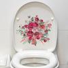 Toilet Sticker Strong Adhesive Vibrant Color Flower Pattern Sticker Removable Wall Decal for Home Bathroom