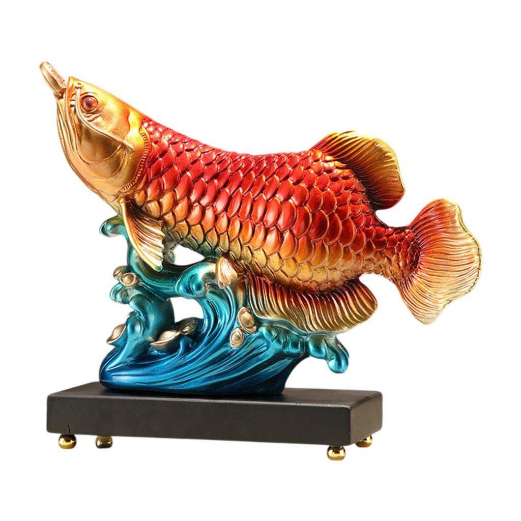 Arowana Fish Statue Resin Decorative Figurine for Entrance Bookshelf Shelf