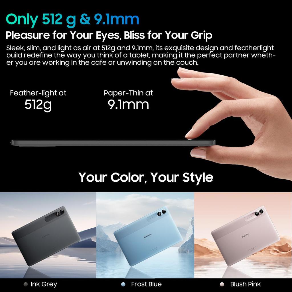 Восстановленный планшет Blackview Tab 9 WiFi Android 14 – 11-дюймовый 2K FHD+ большой дисплей, 18 ГБ 256 ГБ