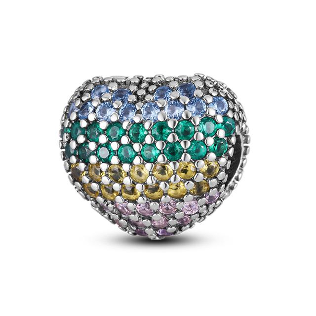 Heart Shape 925 Silver Family Lover Affection Pendant Charm Beads Fit Woman's Cute Bracelet DIY Jewelry For Women