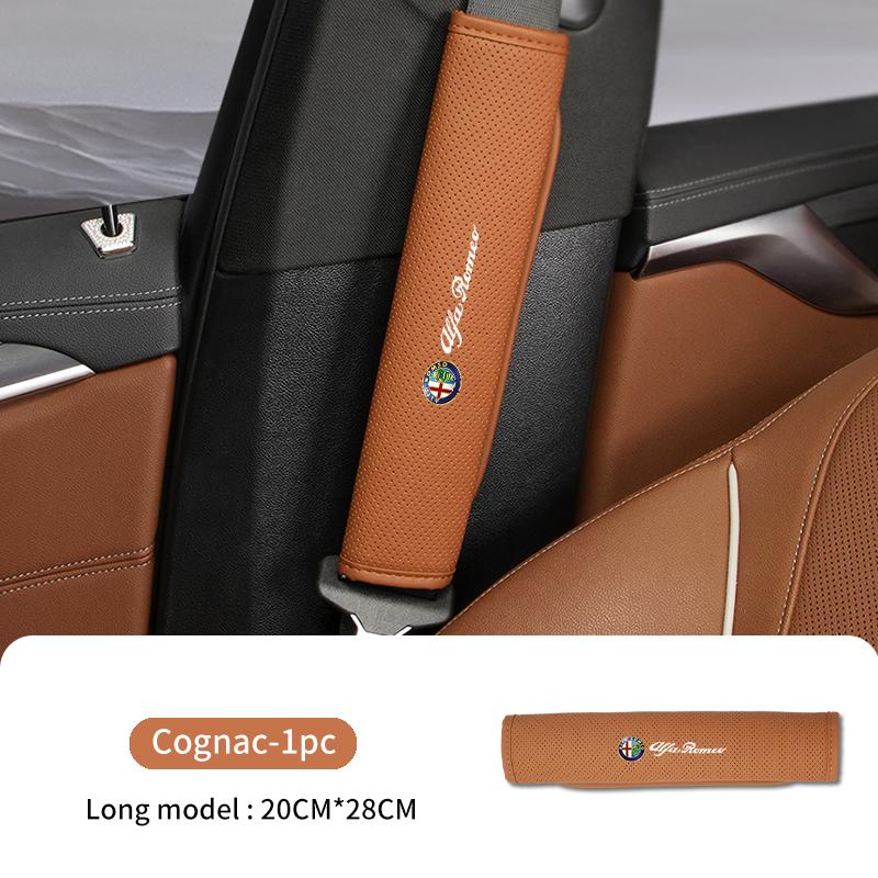 Car Seat Belt Shoulder Cover Leather Shoulder Protector Pad For Alfa Romeo 159 Giulietta 156 147 Giulia Mito GT Stelvio Spider ert853