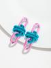 Retro Acrylic Oval Link Drop Earrings for Women New Trendy Metallic Colorful Geometric Chain Long Earring Punk Jewelry Gifts