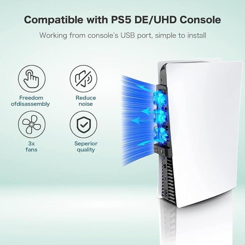 PS5 Консоль Вентилятор охлаждения для Геймпад Контроль температуры Игровой автомат Hub Вентилятор охлаждения Геймпад Радиатор Вентилятор Воздушный Охлаждающий Концентратор Воздушный Вентилятор Ray Задний Abs