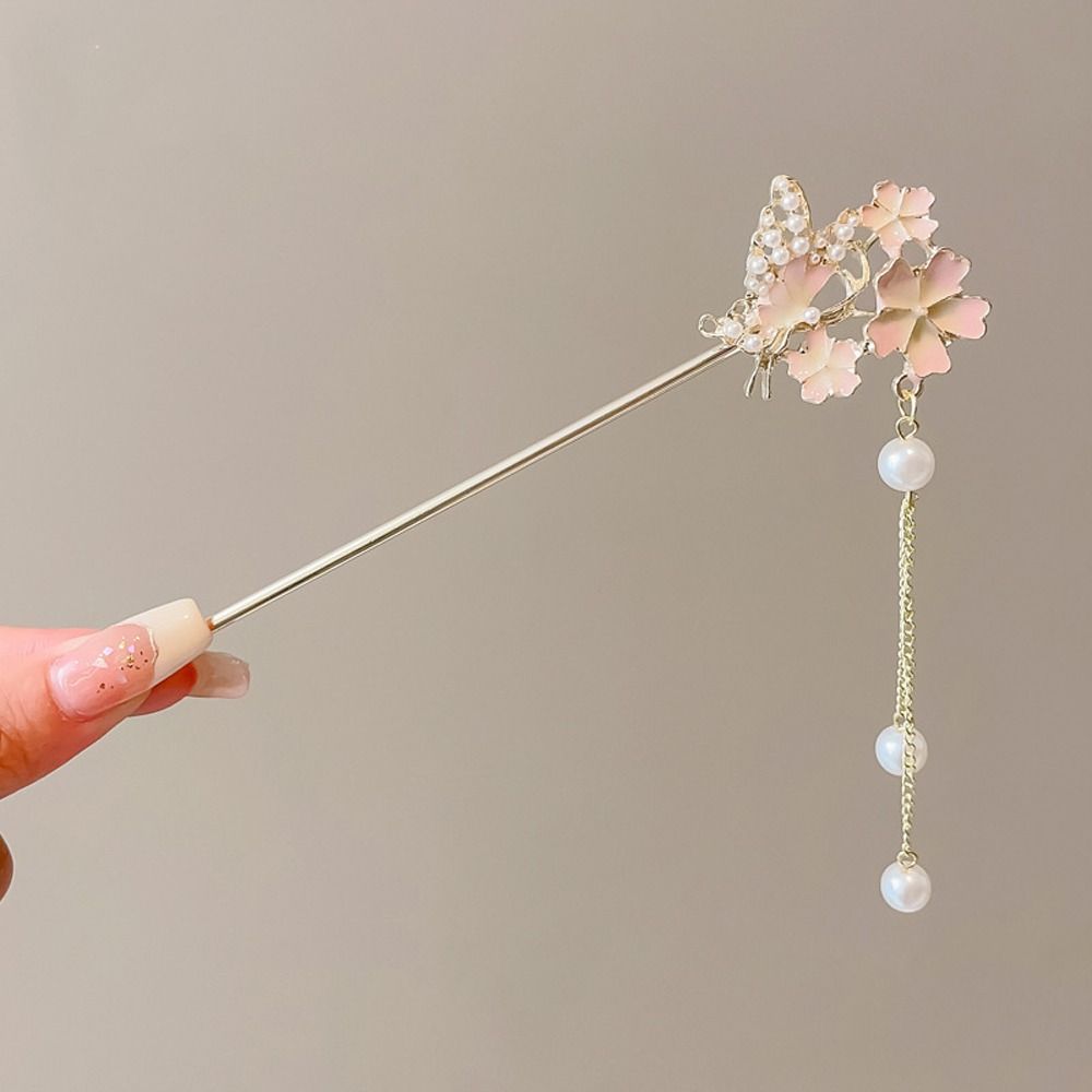 Romantic Cherry Blossom Hair Sticks Chinese Style Hair Clips Elegant Flower Hairpin Party
