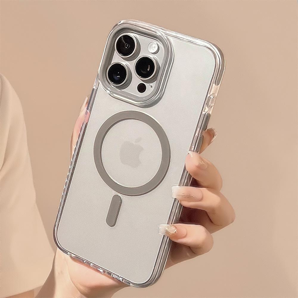 Однотонный Магнитный Премиум Чехол для IPhone 17Promax, Совместим с Моделями 16 и 13, Ударопрочная Рамка, Мягкий, Прозрачный, Высокое Качество