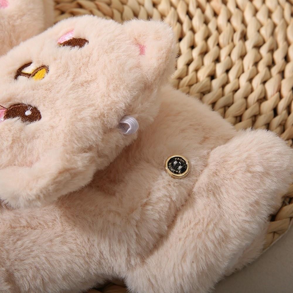 Теплые женские зимние перчатки Мягкие перчатки с животными Модные пушистые варежки Для улицы