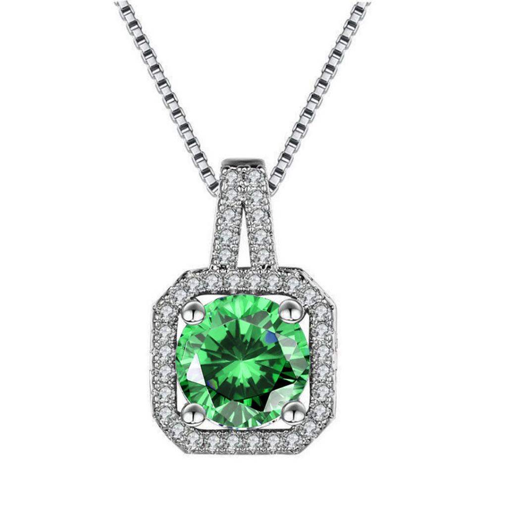 New Female 925 Sterling Silver Gemstone Zircon Cz Party Wedding Women Charm Choker Pendant Necklace Ladies Bridal Jewelry