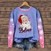Женская мода повседневная толстовка с длинным рукавом и принтом Санта-Клауса с круглым вырезом