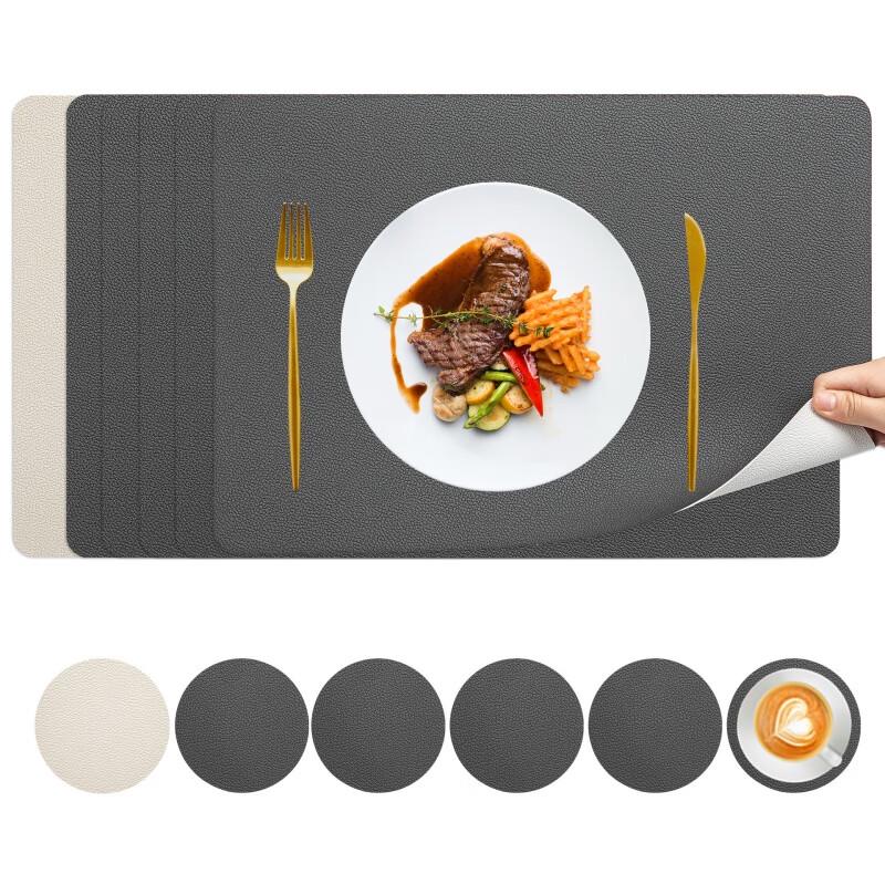 ZISIZ Double-Sided White Placemat & Coaster Set (6-Piece)